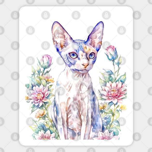 Watercolor Sphynx Cat Magnet by AnnArtshock